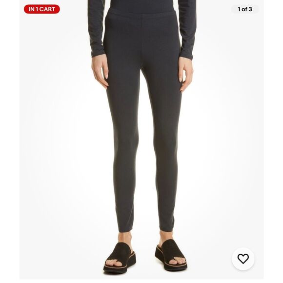 Eileen Fisher Stretch Organic Cotton Ankle Leggings graphite gray 2X NEW - Picture 2 of 8